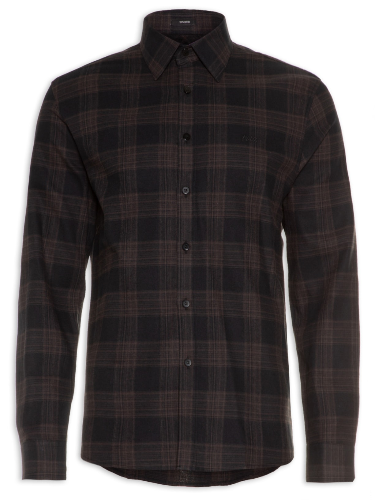 Camisa Masculina Wool Touch Plaid Class Manga Longa - Marrom