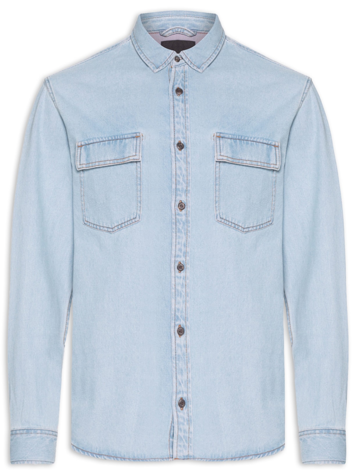 Camisa Masculina Woven Faded Denim - Azul