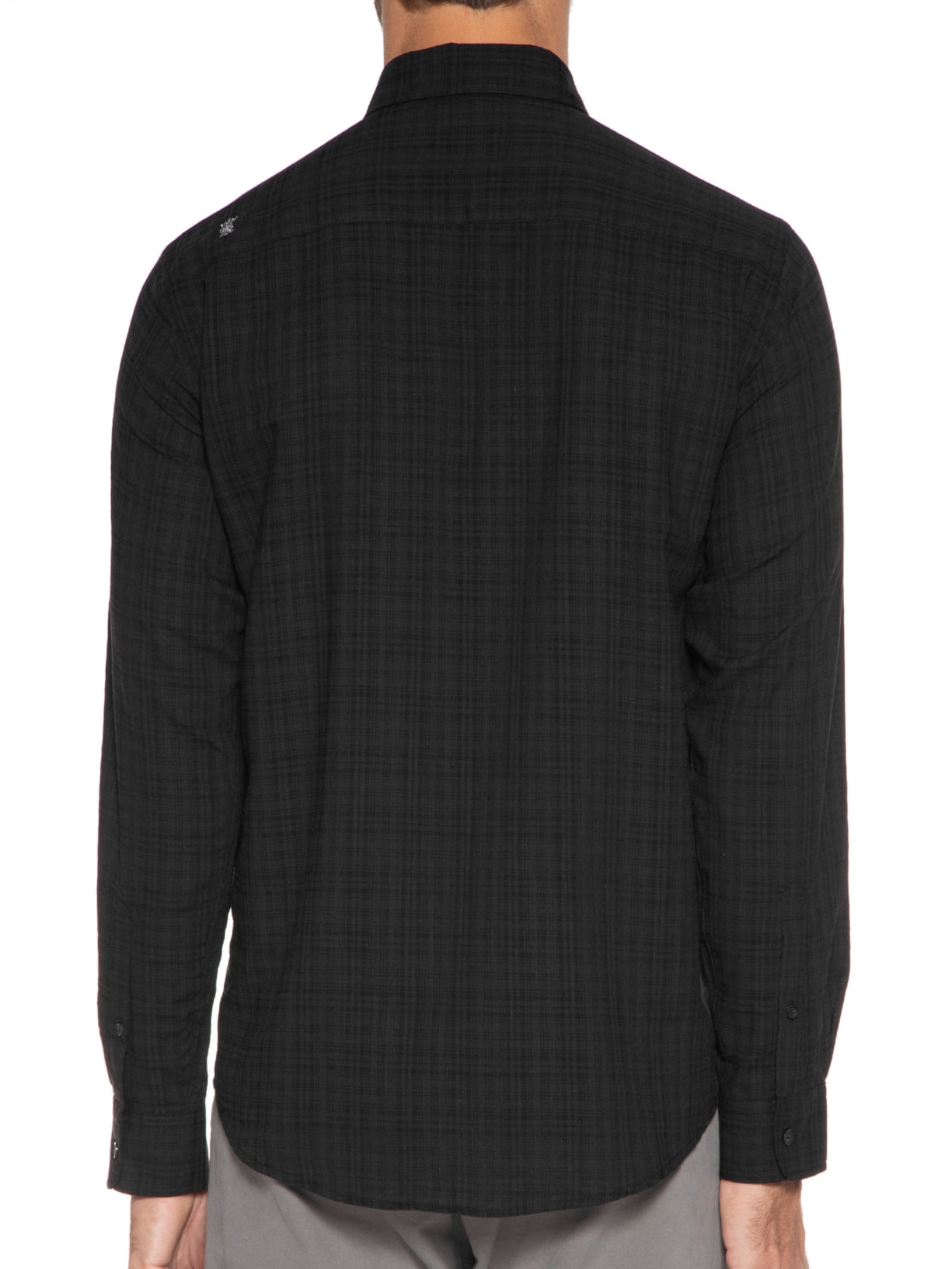 Camisa Masculina  Xadrez 2 Bolsos Preto Sergio K