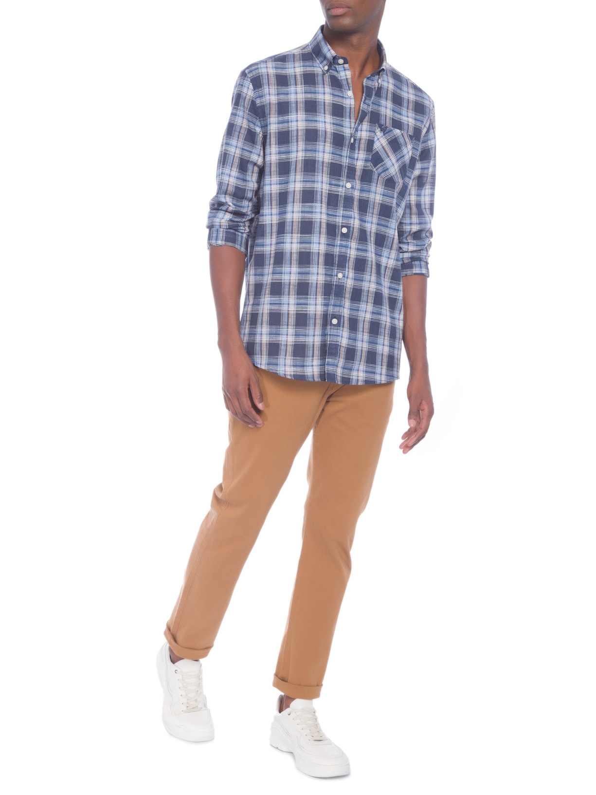 Camisa Masculina Xadrez Azul Zapalla