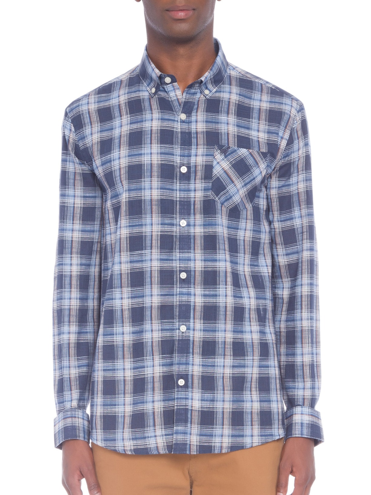 Camisa Masculina Xadrez Azul Zapalla