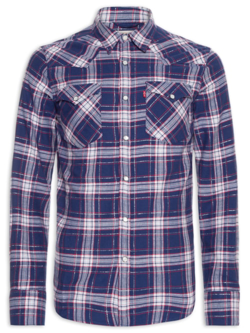 Camisa Masculina Xadrez Barstow Western - Azul