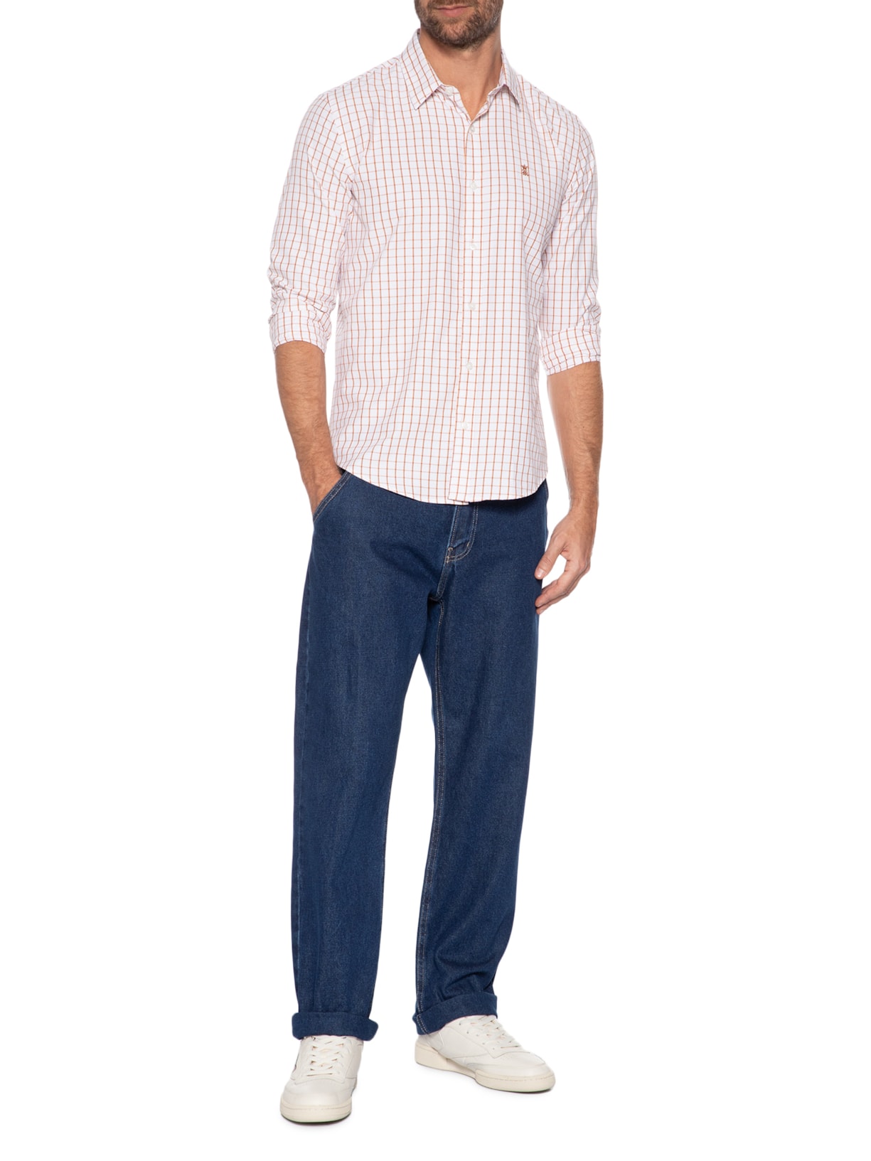 Camisa Masculina Xadrez Bicolor Regular Fit Vermelho Sergio K