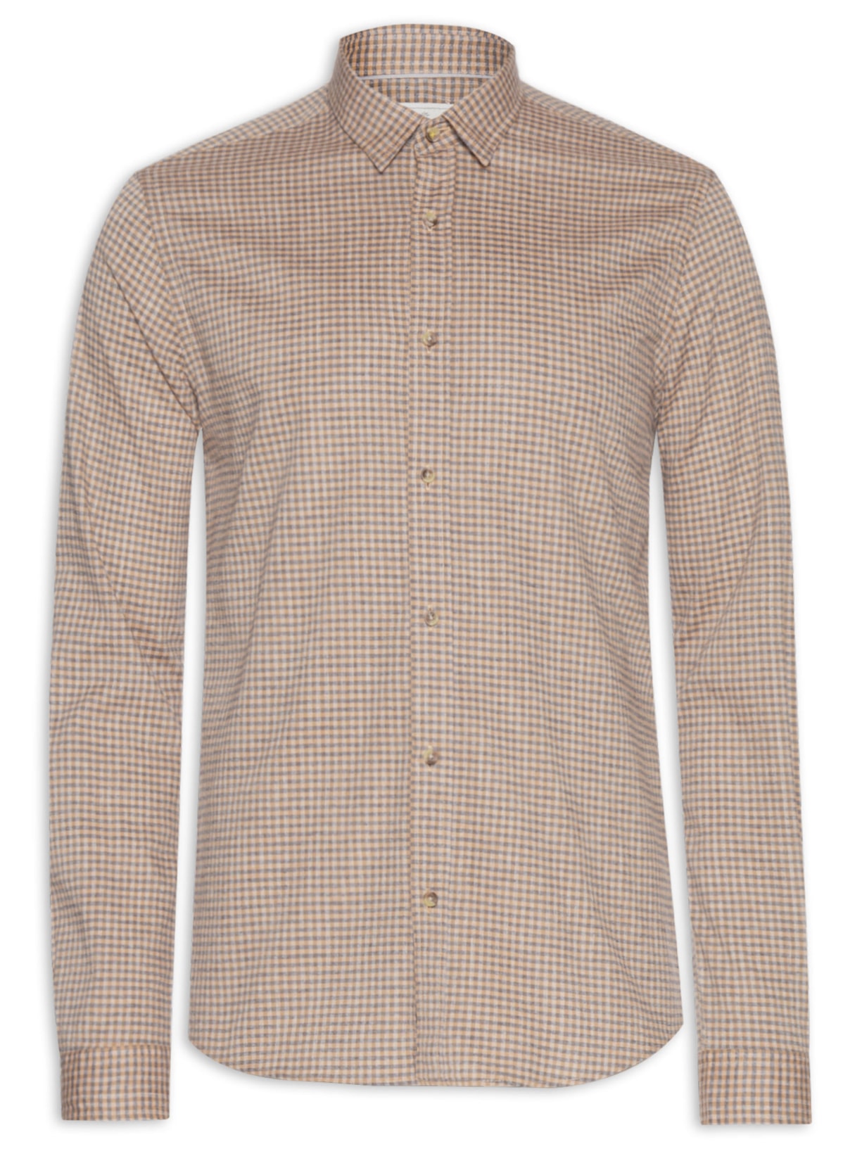 Camisa Masculina Xadrez Blend Linen Sain - Laranja