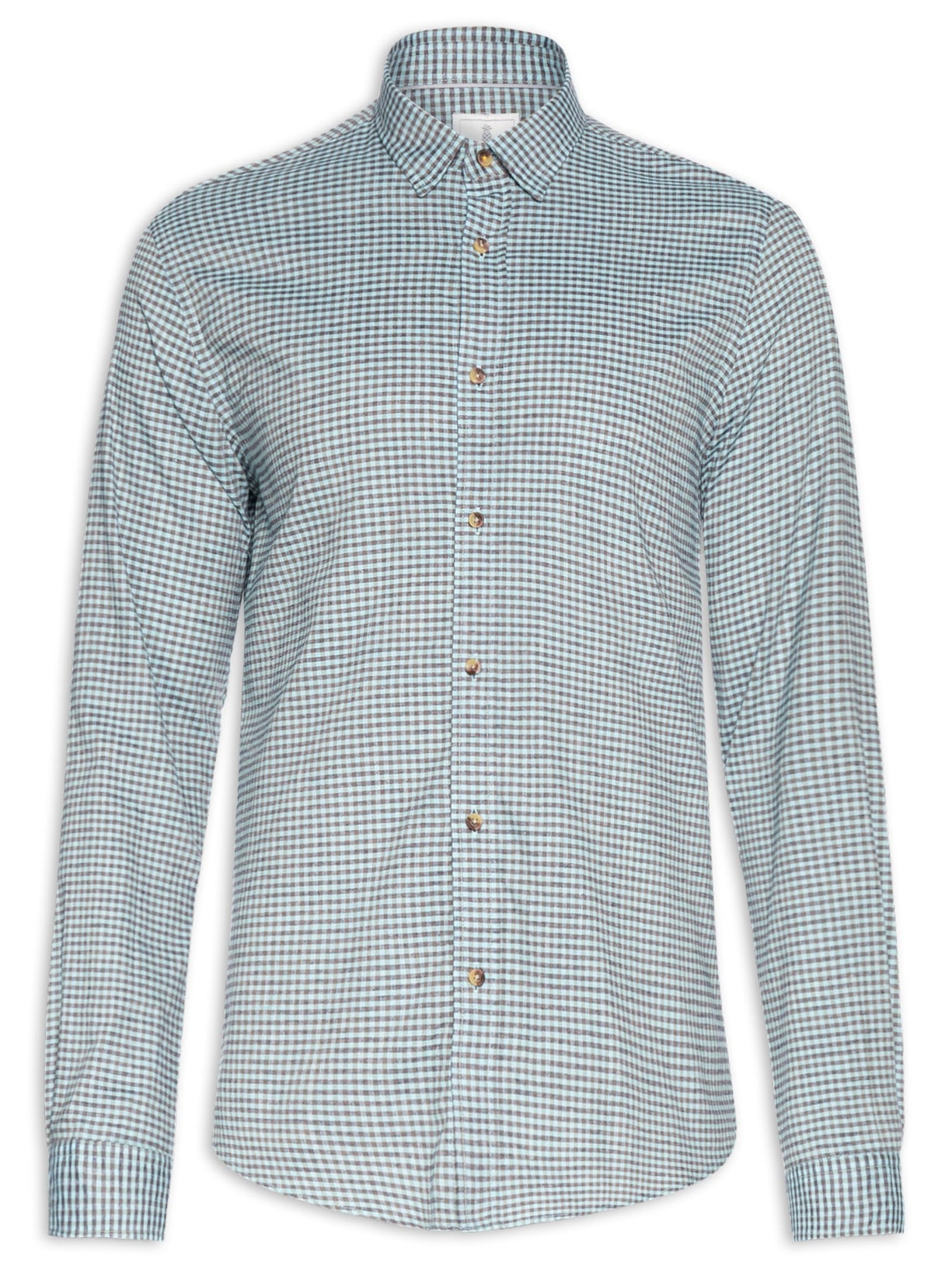 Camisa Masculina Xadrez Blend Linen Sain - Verde