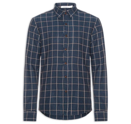 Camisa Masculina Xadrez Colorado - Azul