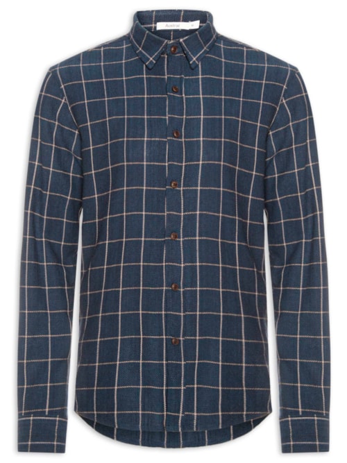Camisa Masculina Xadrez Colorado - Azul