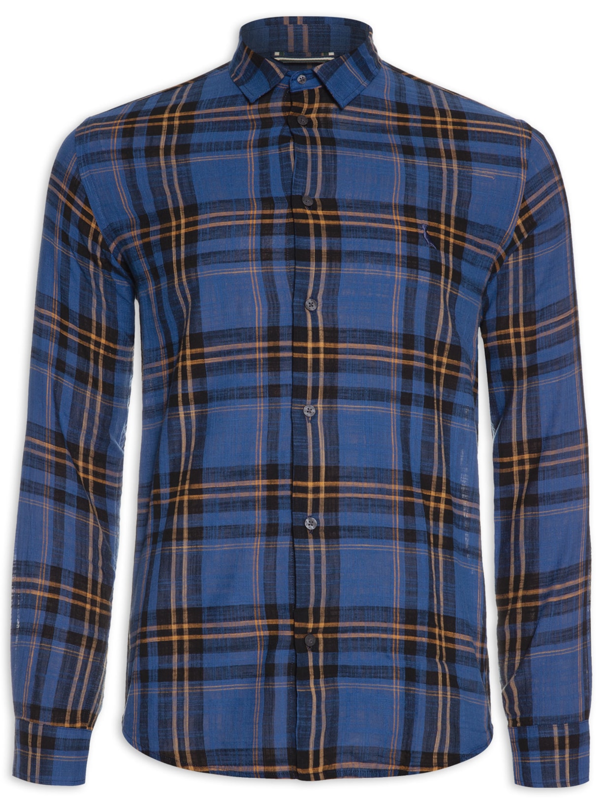 Camisa Masculina Xadrez New Money - Azul