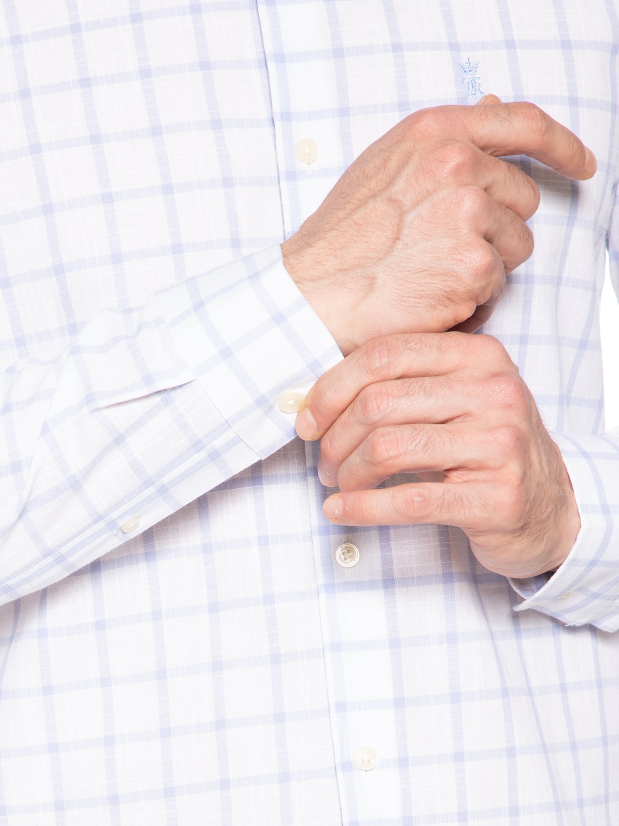 Camisa Masculina Xadrez Quadros Slub Regular Fit Azul Sergio K