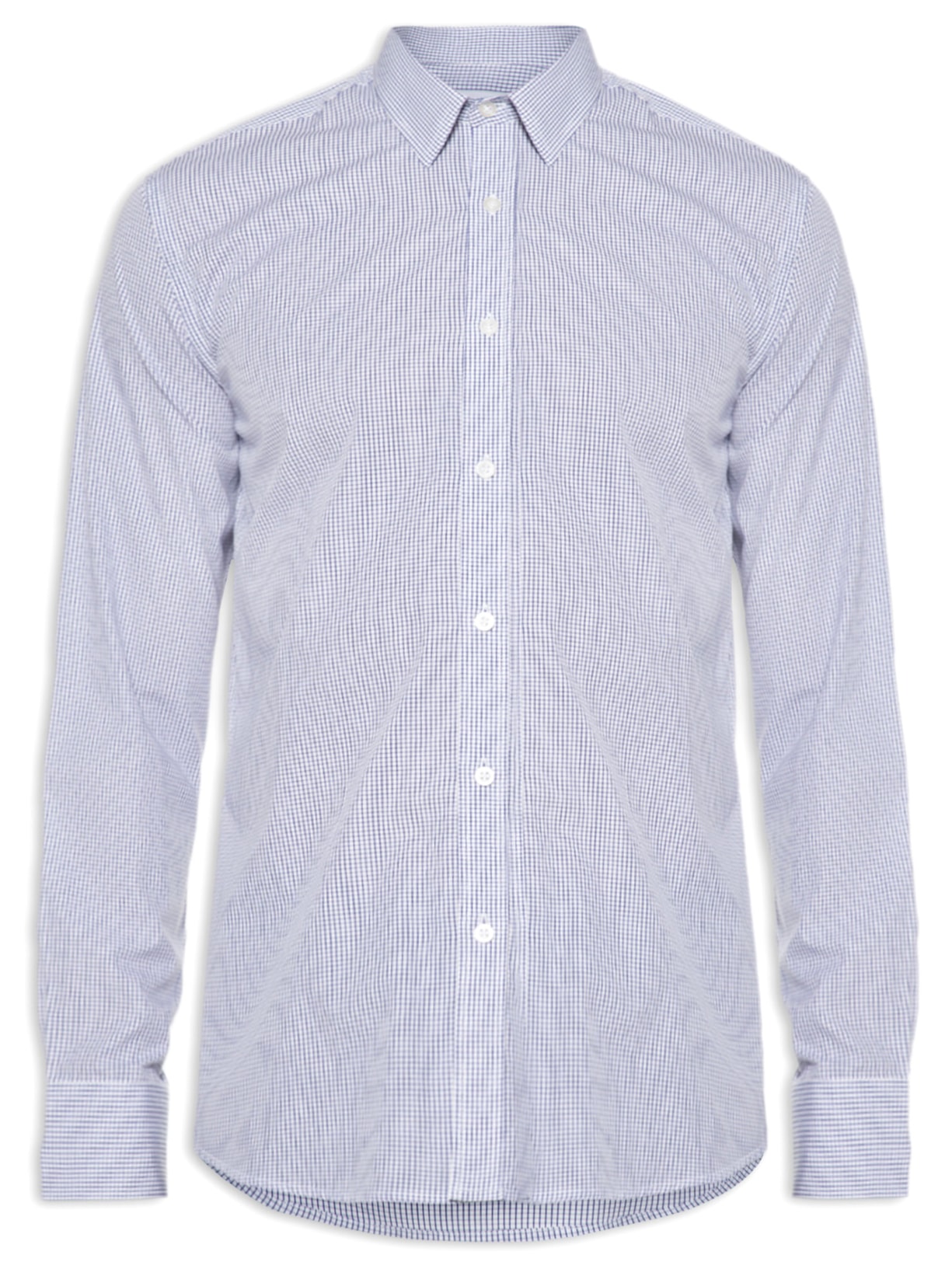 Camisa Masculina Xadrez Regular Fit Algodão Pima - Azul