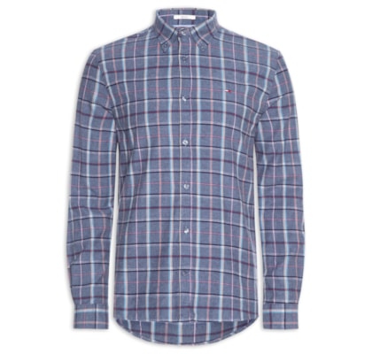 Camisa Masculina Xadrez Regular Fit Flanelado - Azul