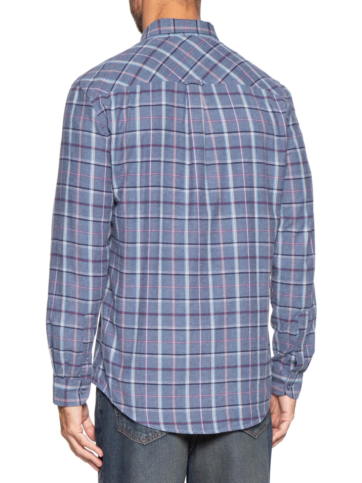 Camisa Masculina Xadrez Regular Fit Flanelado Azul Tommy Jeans