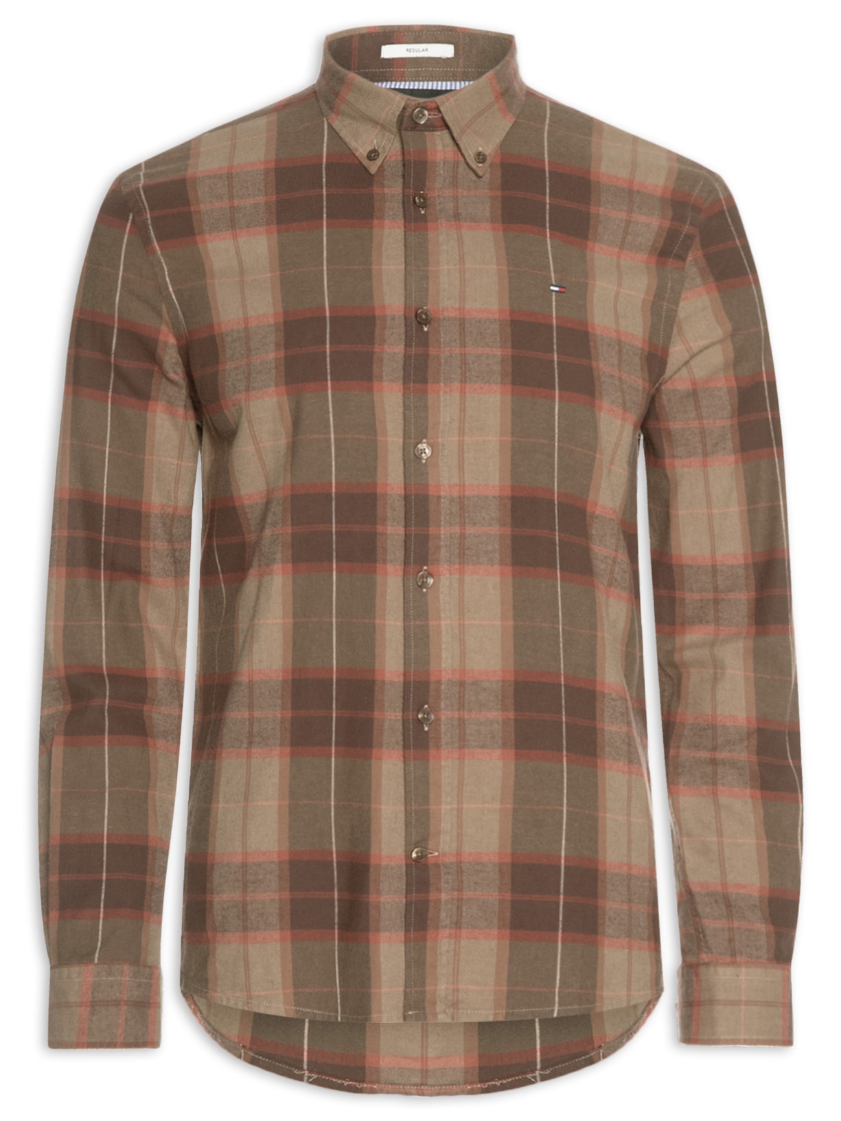 Camisa Masculina Xadrez Regular Fit Flanelado Marrom Tommy Jeans