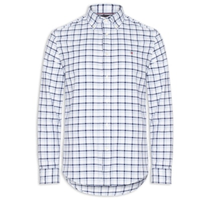 Camisa Masculina Xadrez Regular Fit Heritage Oxford - Azul