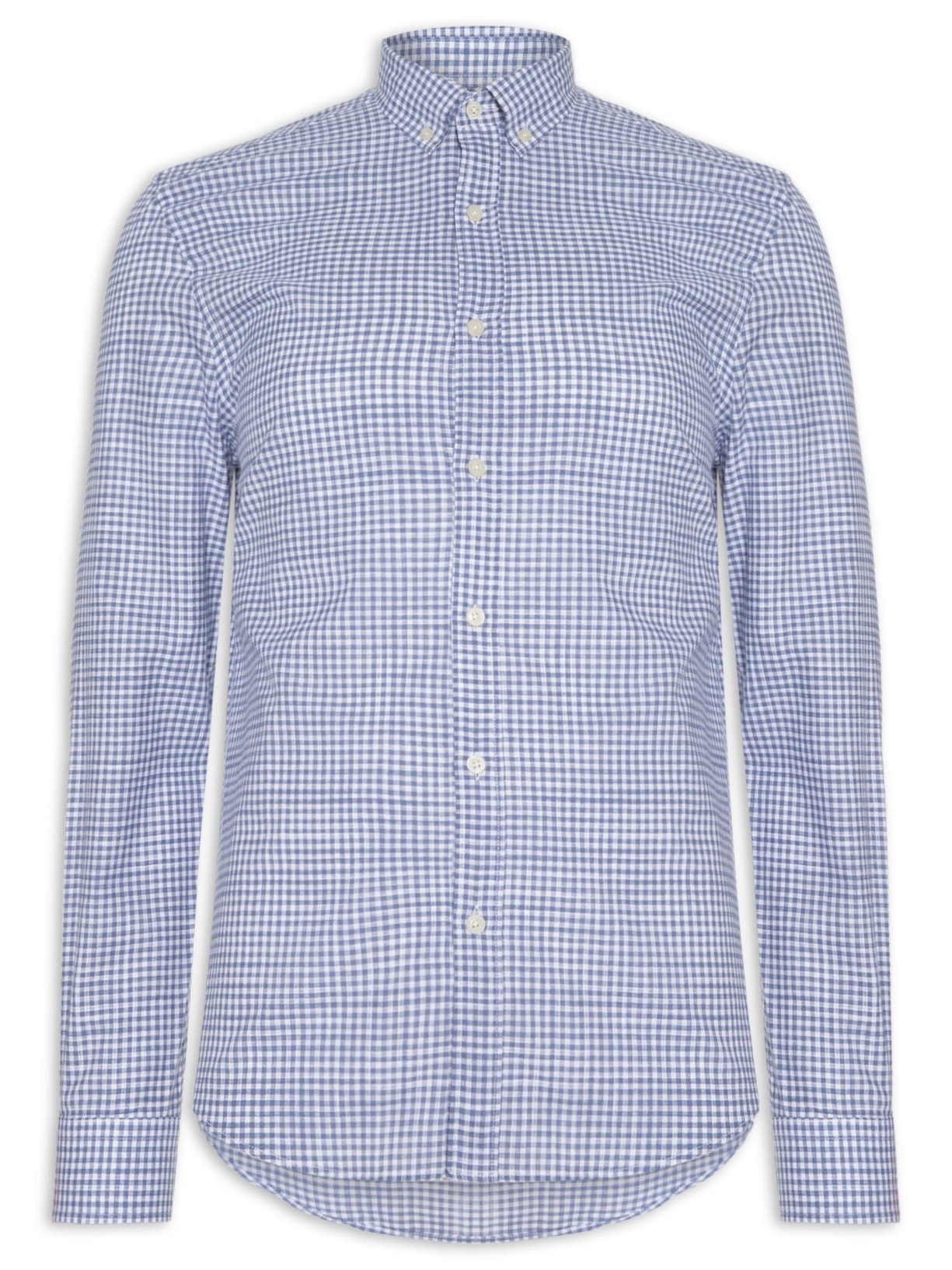 Camisa Masculina Xadrez Voil Vichy Button Down – Azul Zapalla