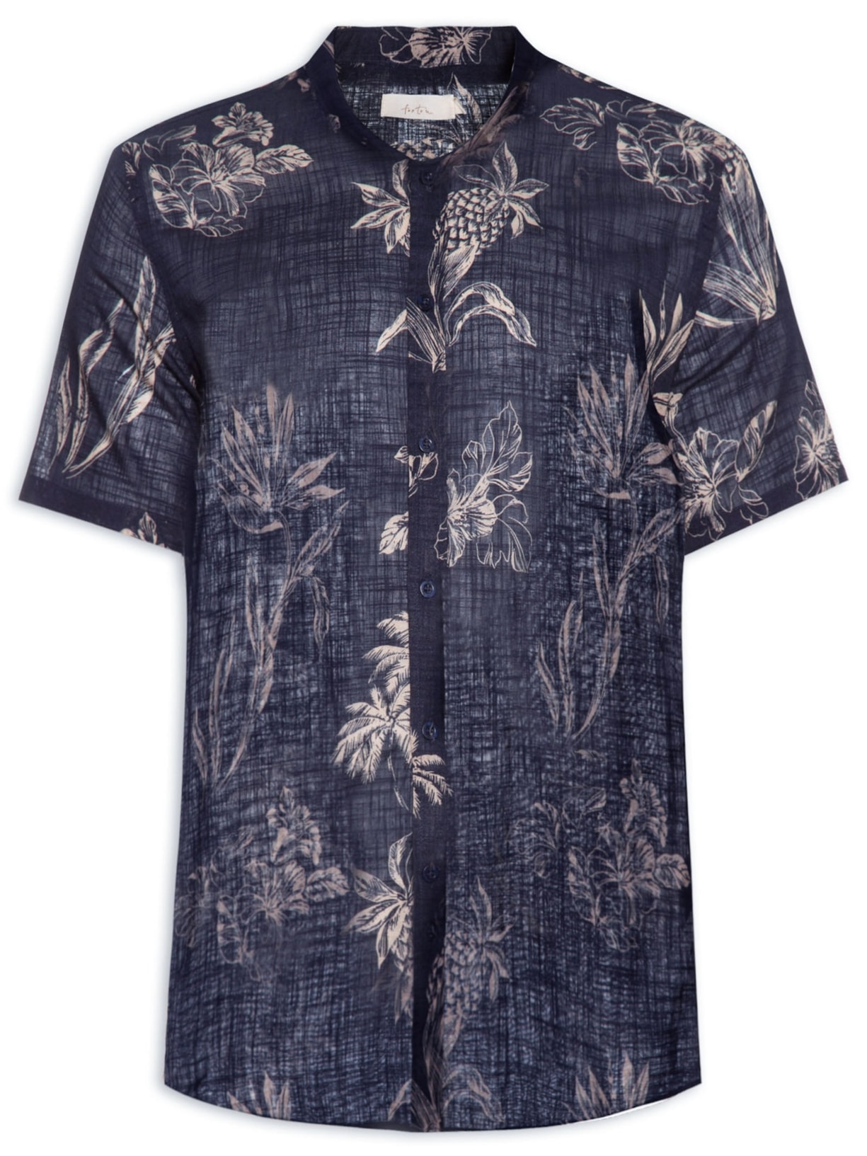 Camisa Masulina Manga Curta Iwataki Marinho - Azul