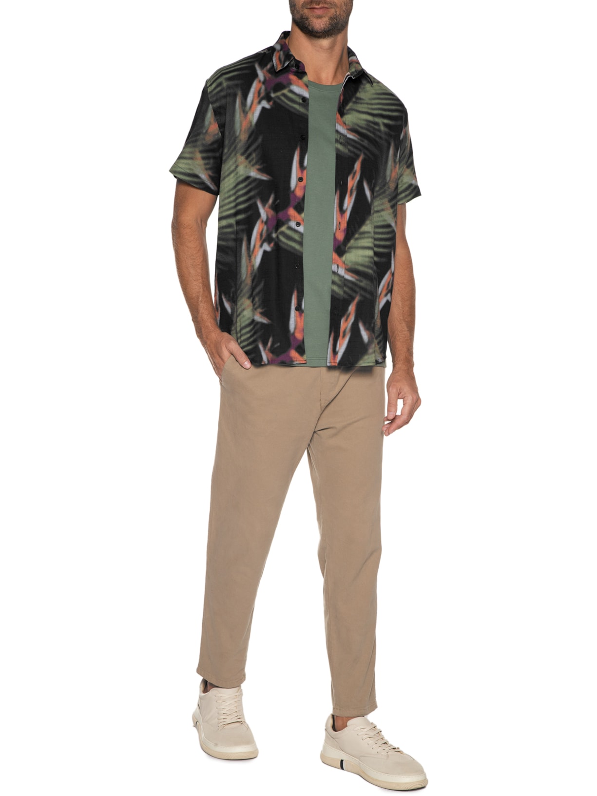 Camisa Mc Floral Blur Preto Foxton