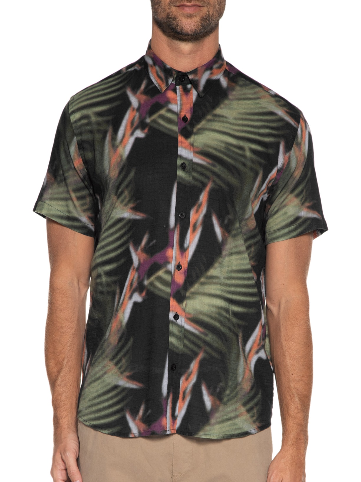 Camisa Mc Floral Blur Preto Foxton