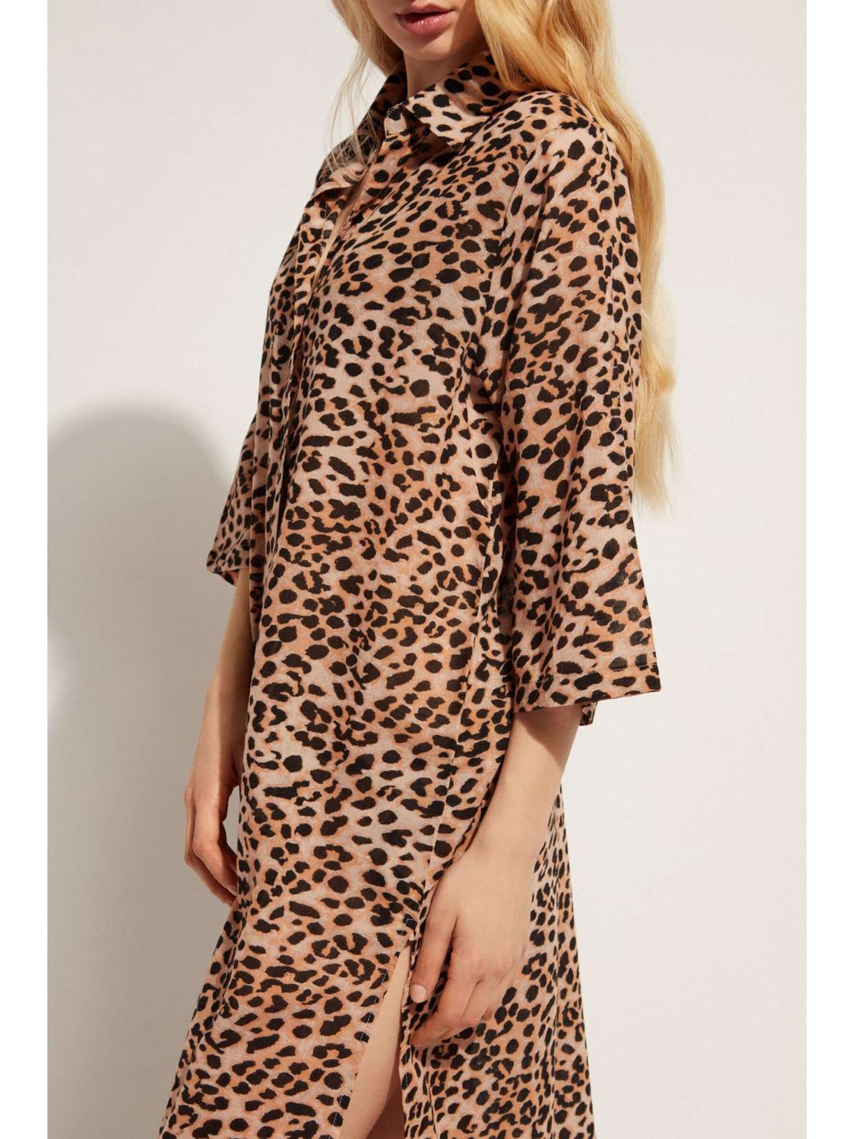 Camisa Midi Com Estampa Animal Marrom Calzedonia