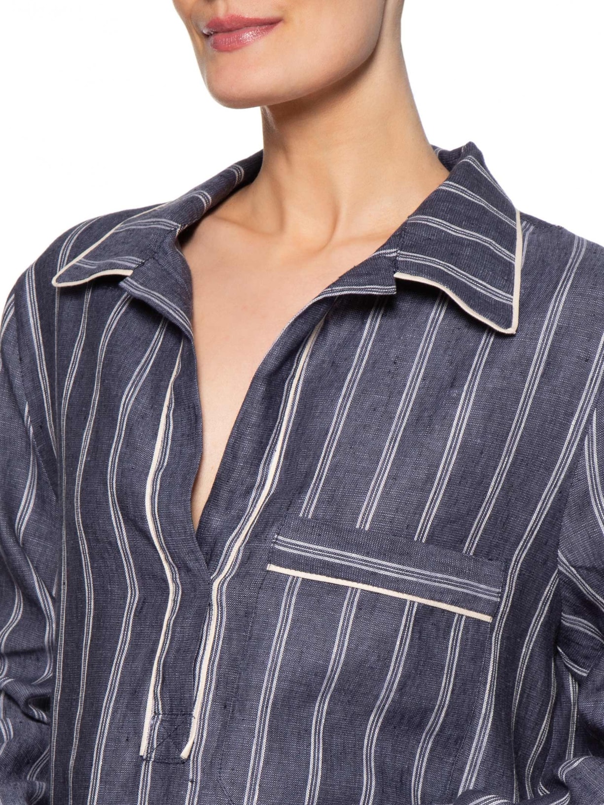 Camisa Polo Feminina Listras Azul Animale