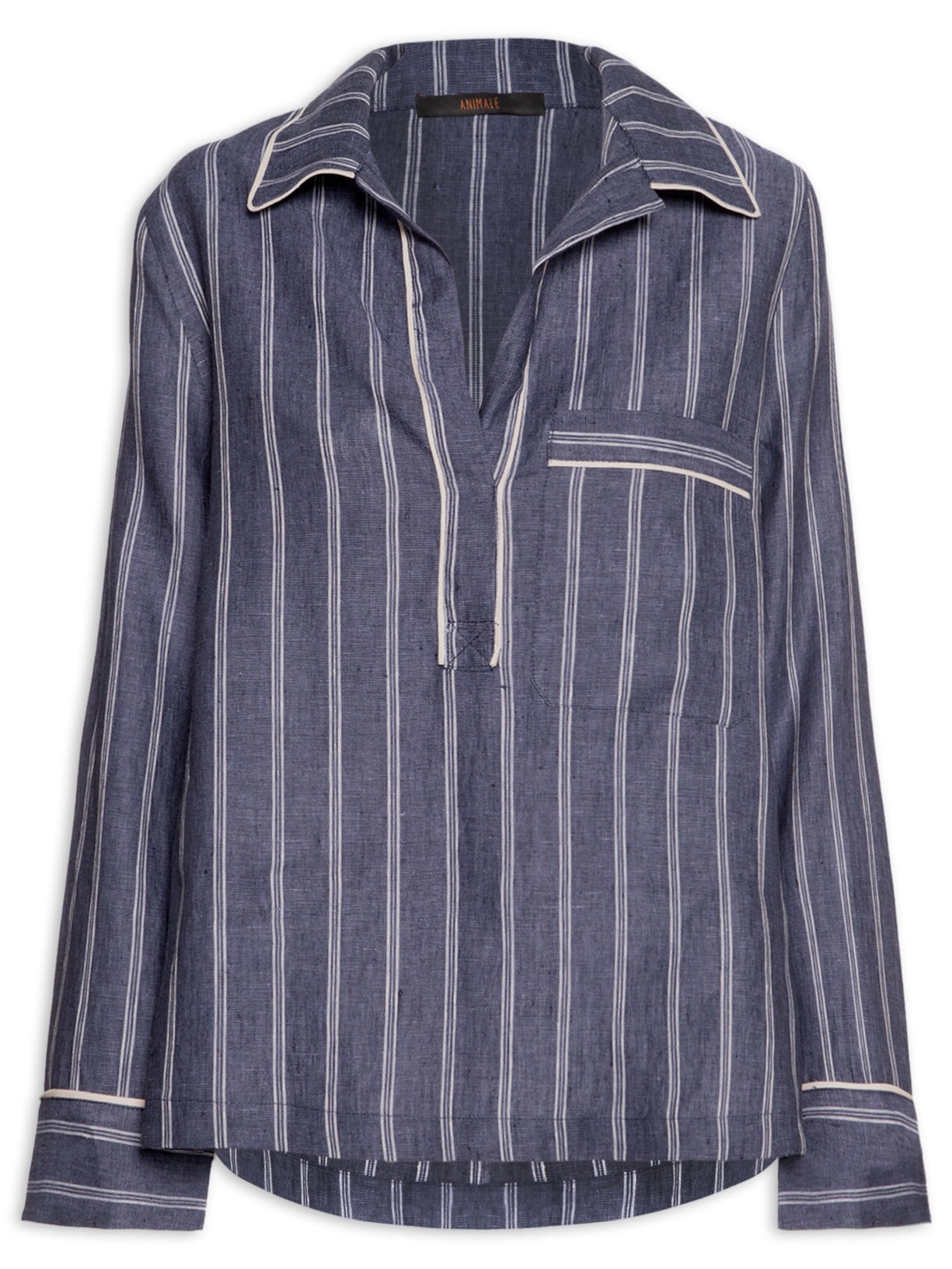 Camisa Polo Feminina Listras Azul Animale