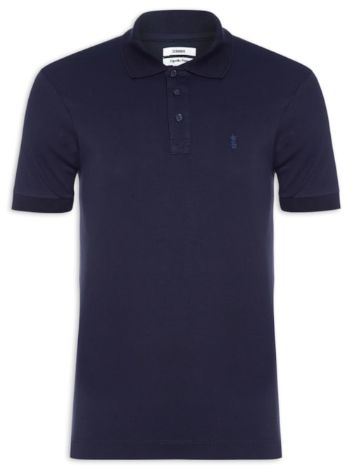 Camisa Polo Masculina Algodão Pima - Azul