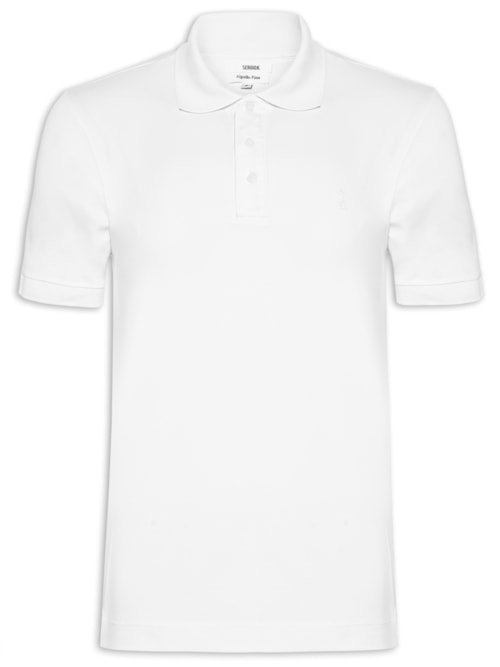 Camisa Polo Masculina Algodão Pima - Branco
