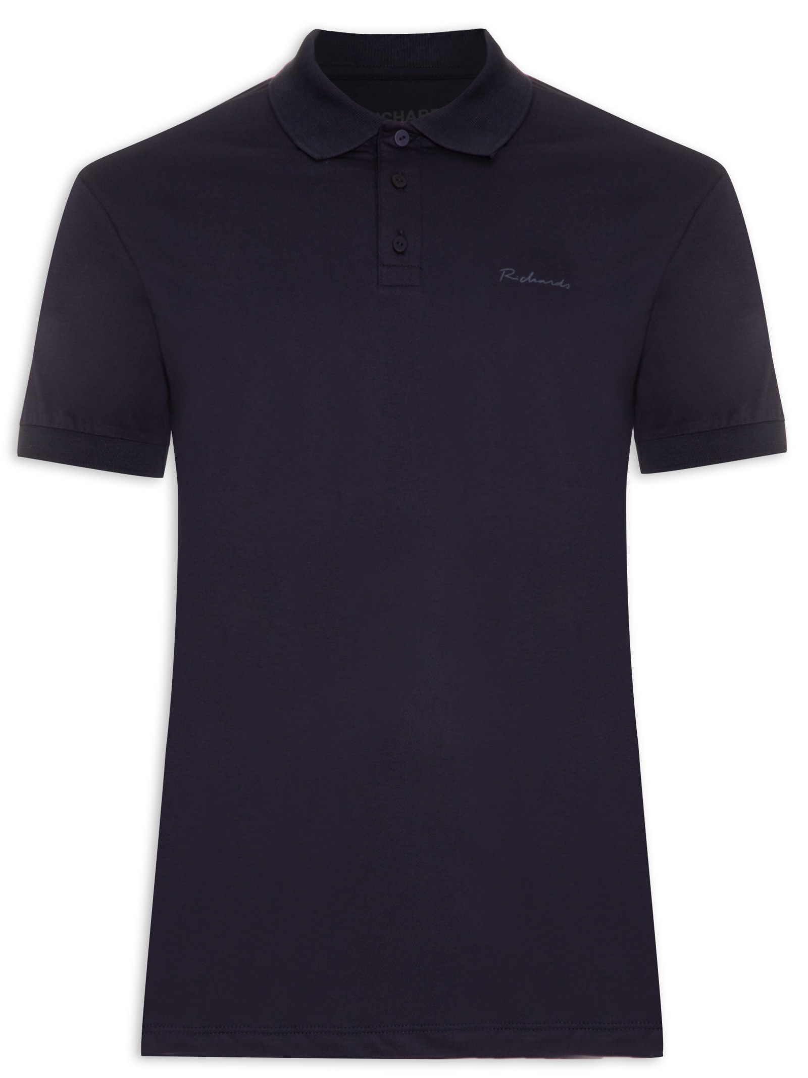 Camisa Polo Masculina Basic Grid Pima - Richards - Azul