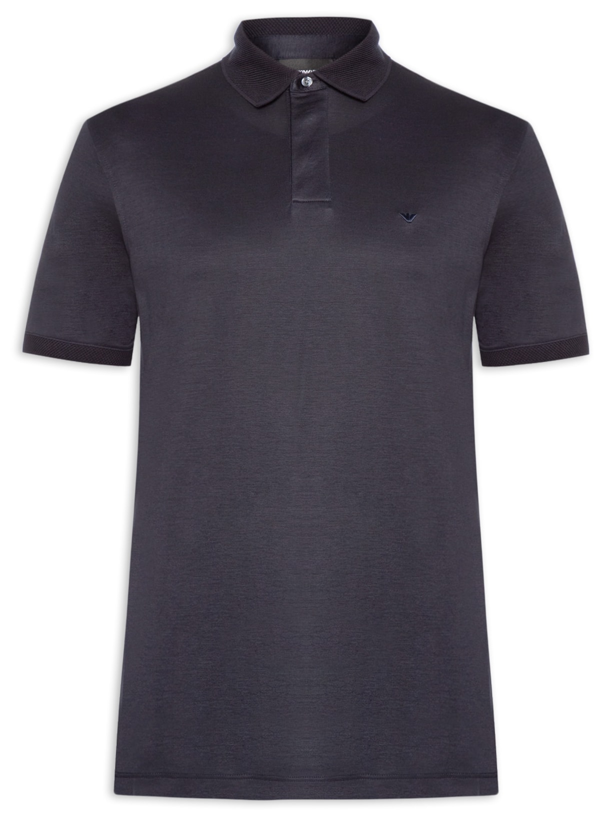 Camisa Polo Masculina Clássica Lyocell Azul Emporio Armani