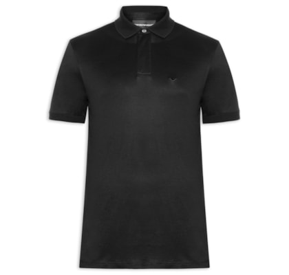 Camisa Polo Masculina Clássica Lyocell - Preto