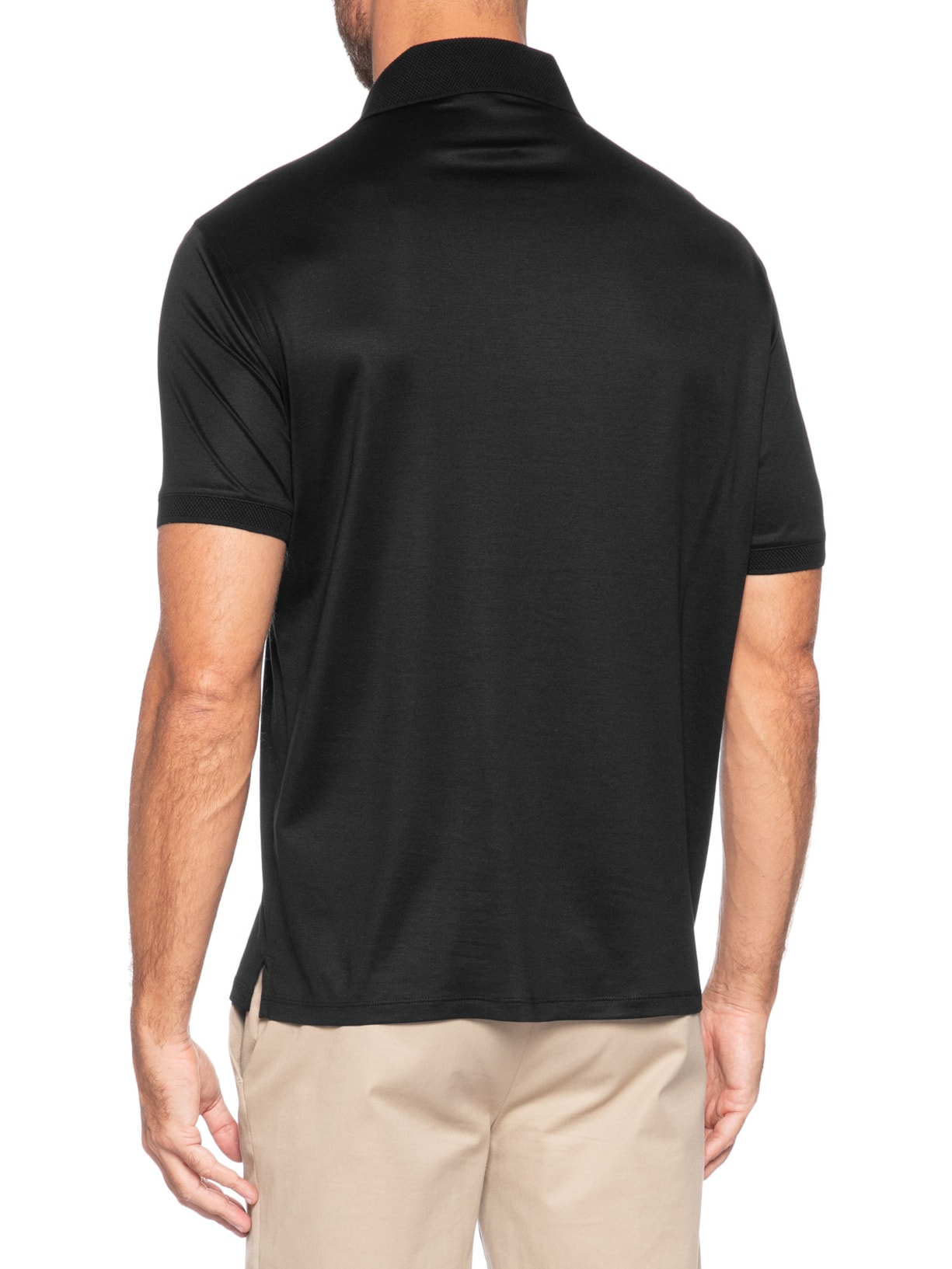 Camisa Polo Masculina Clássica Lyocell Preto Emporio Armani