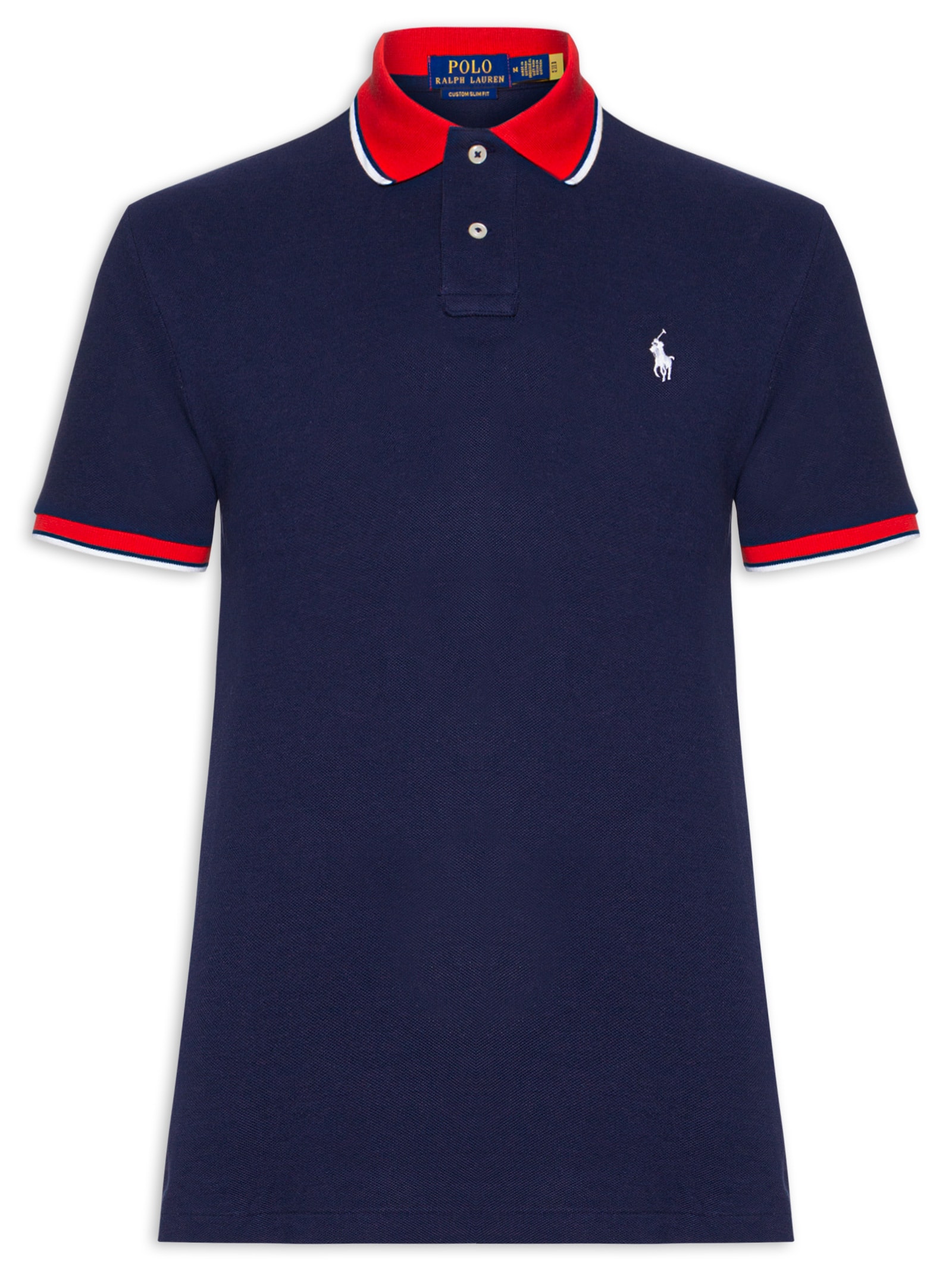 Camisa Polo Masculina Knit Custom Slim Fit Mesh - Azul - Polo