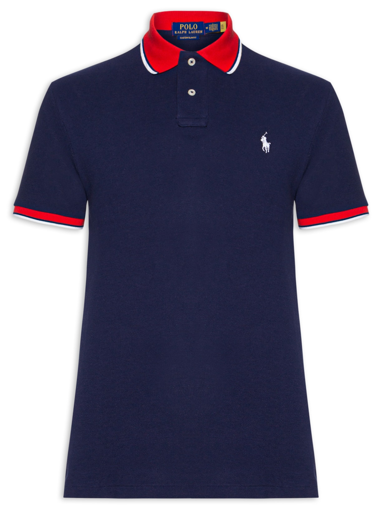 Camisa Polo Masculina Knit Custom Slim Fit Mesh - Azul