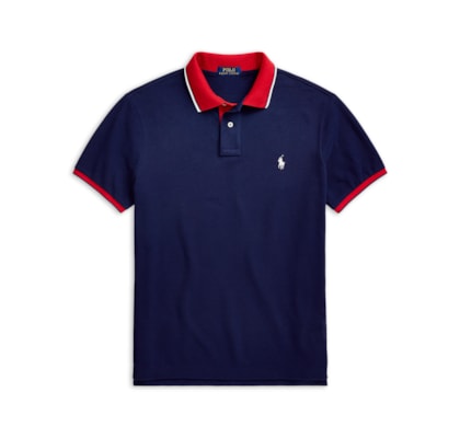 Camisa Polo Masculina Knit Custom Slim Fit Mesh - Azul