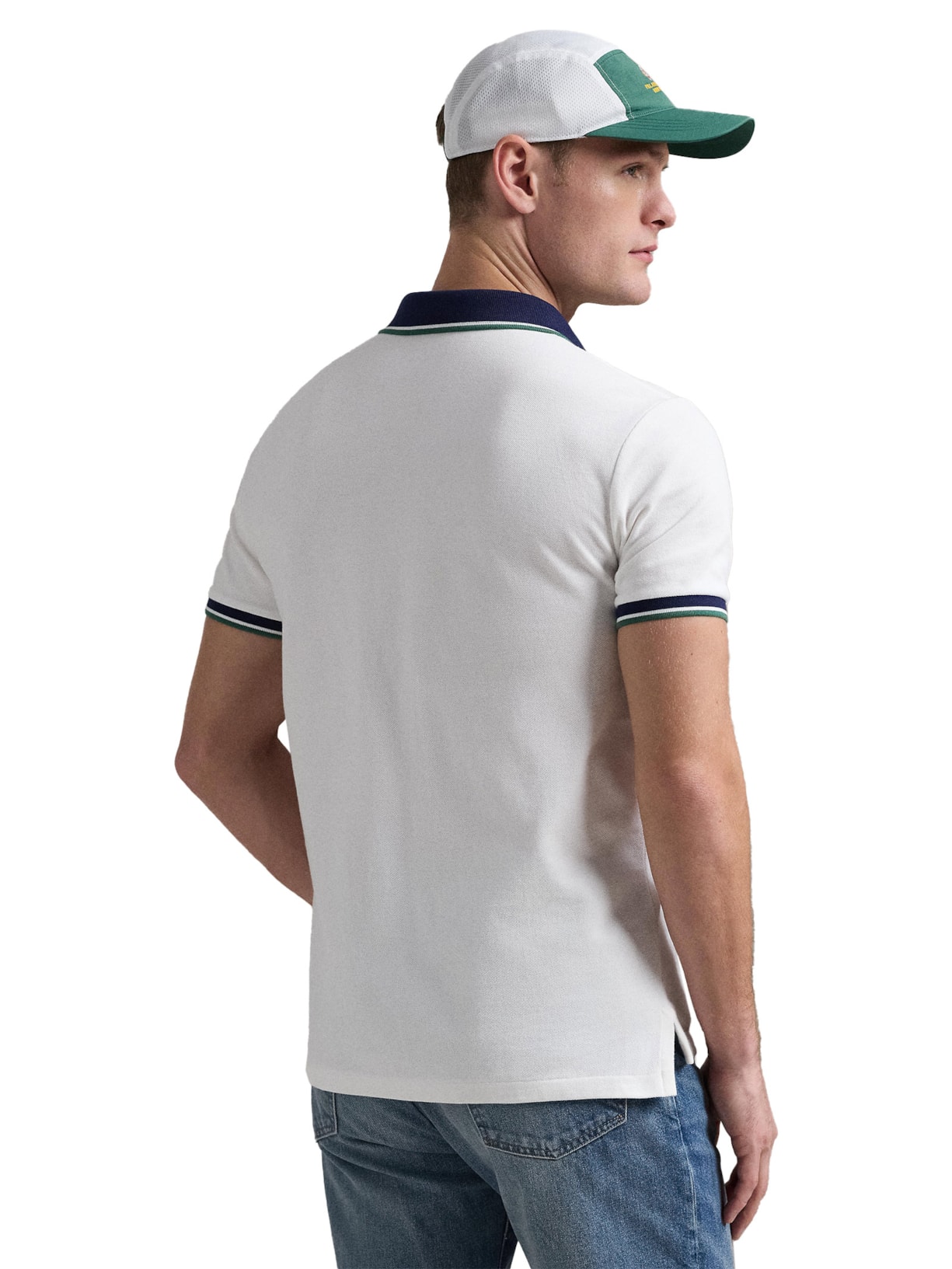 Camisa Polo Masculina Knit Custom Slim Fit Mesh Branco Polo Ralph Lauren