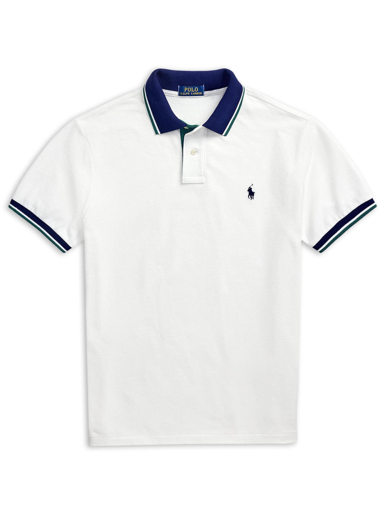 Camisa Polo Masculina Knit Custom Slim Fit Mesh Branco Polo Ralph Lauren