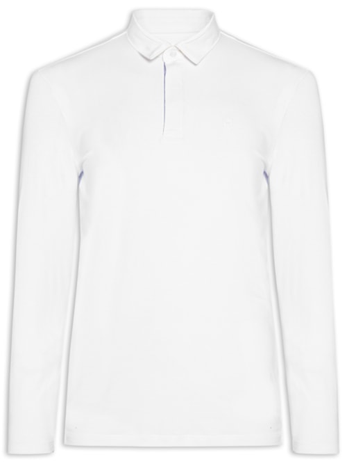 Camisa Polo Masculina Manga Longa Rugby – Branco