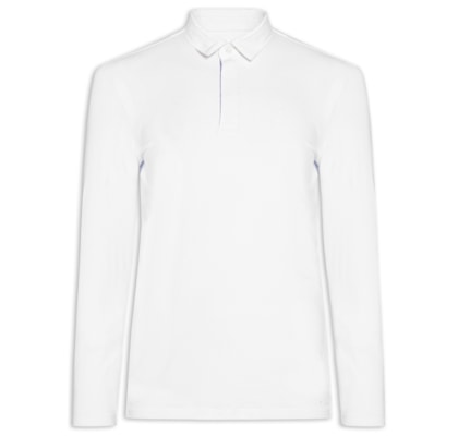 Camisa Polo Masculina Manga Longa Rugby  - Branco