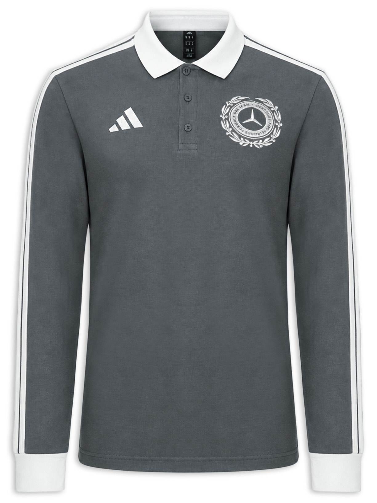 Camisa Polo Masculina Mercedes Amg Petronas Cinza Adidas + Mercedes