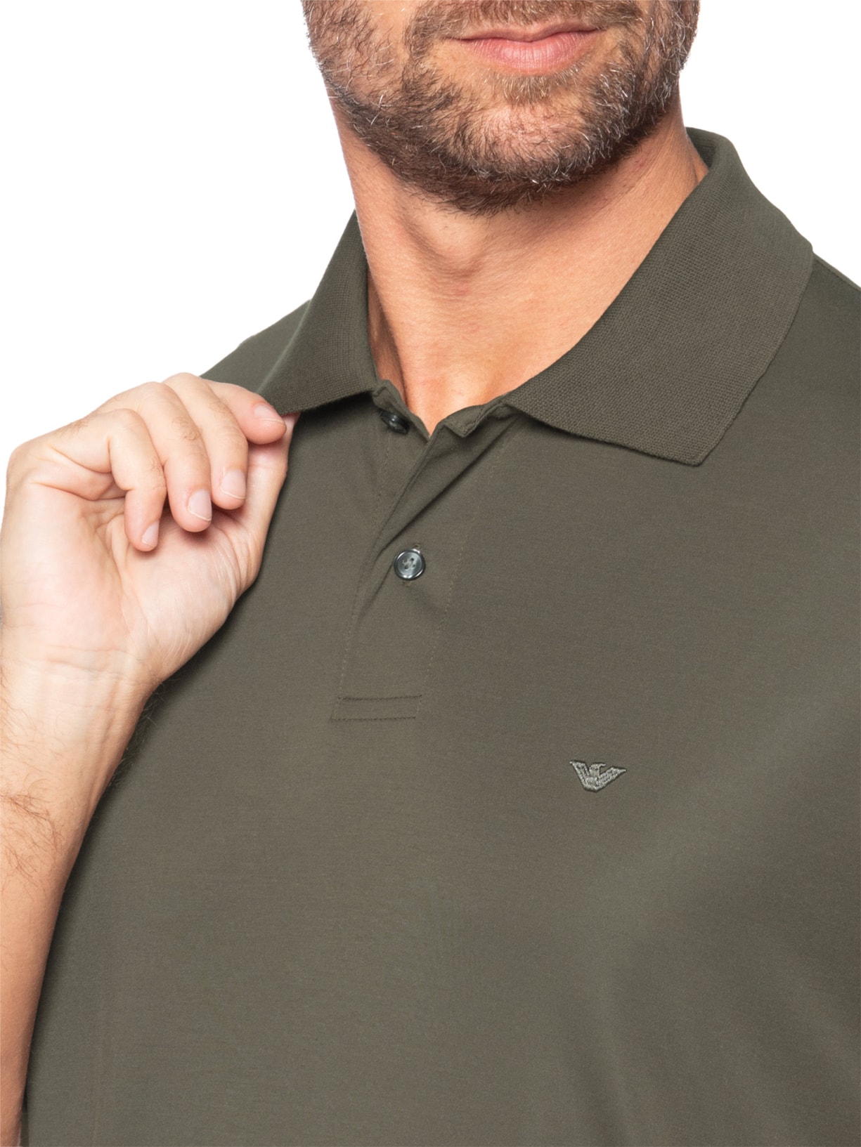 Camisa Polo Masculina Modal Mini Logo Marrom Emporio Armani