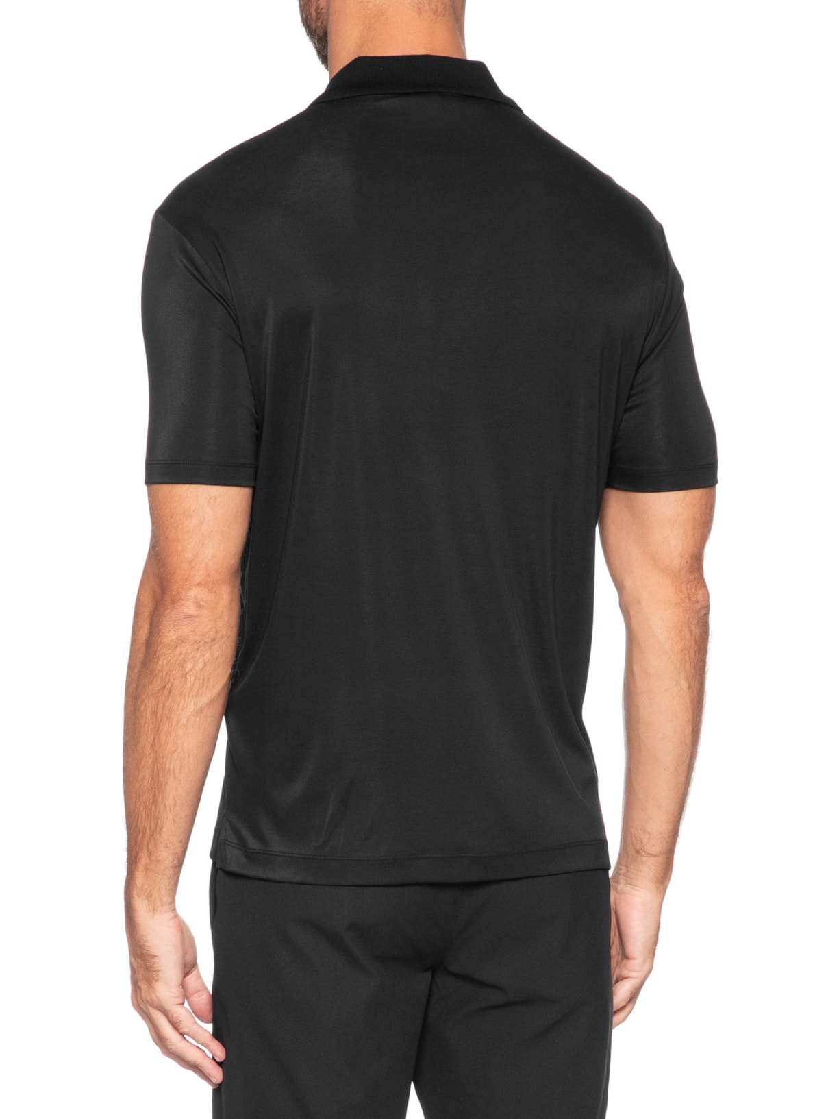 Camisa Polo Masculina Modal Mini Logo Preto Emporio Armani
