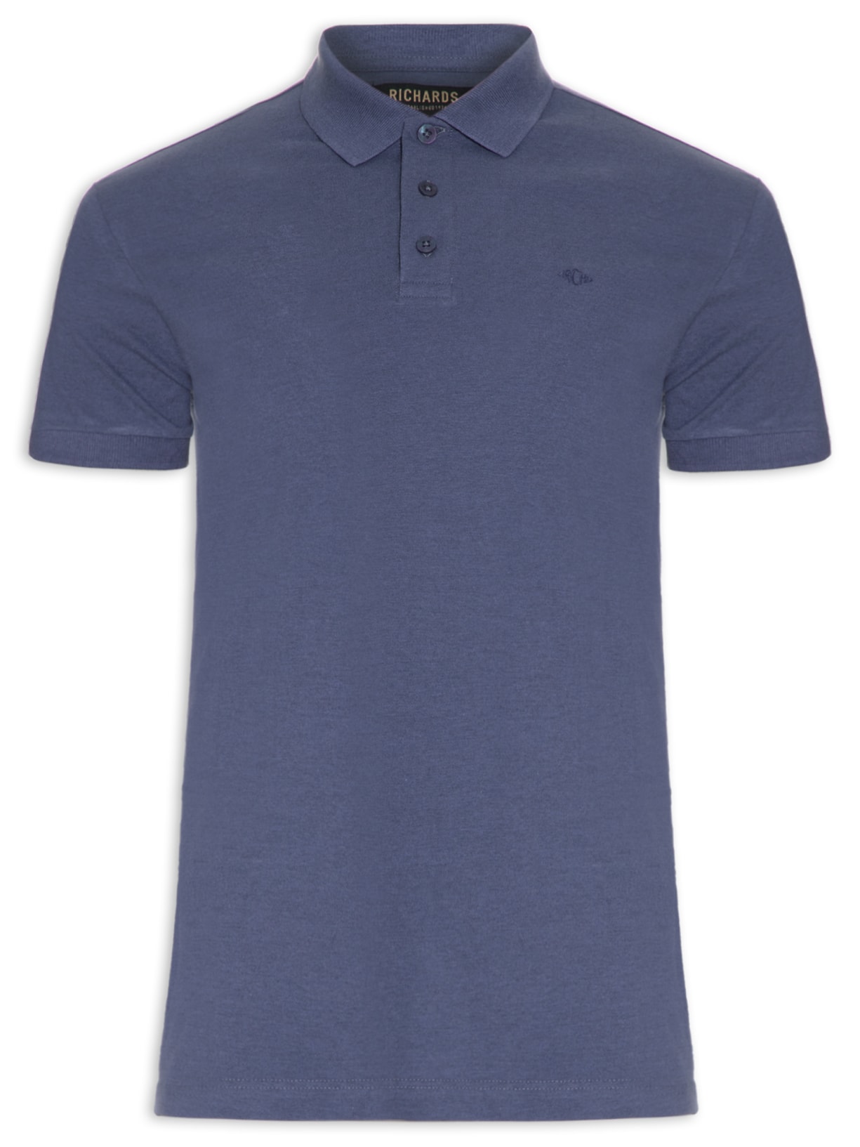Camisa Polo Masculina Piquet Mescla Básica M - Azul