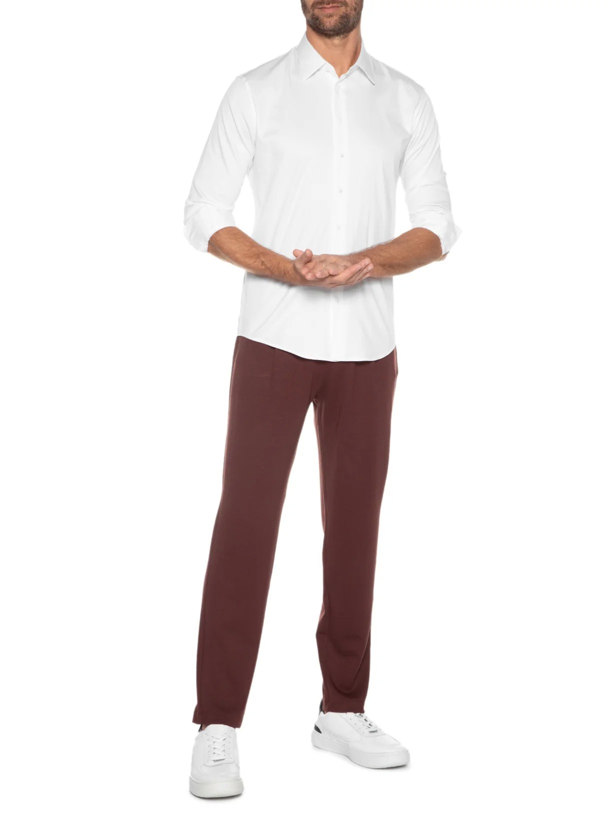 Camisa Social Masculina Austin Slim Fit Algodão Pima Branco Ricardo Almeida