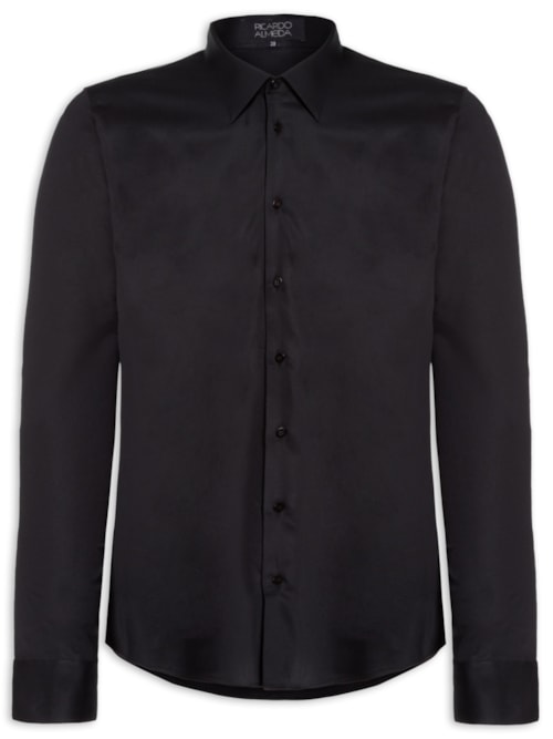 Camisa Social Masculina Austin Slim Fit Algodão Pima- Preto