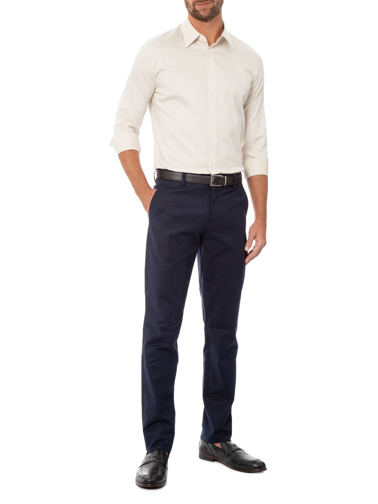 Camisa Social Masculina Austin Slim Fit – Off White Ricardo Almeida
