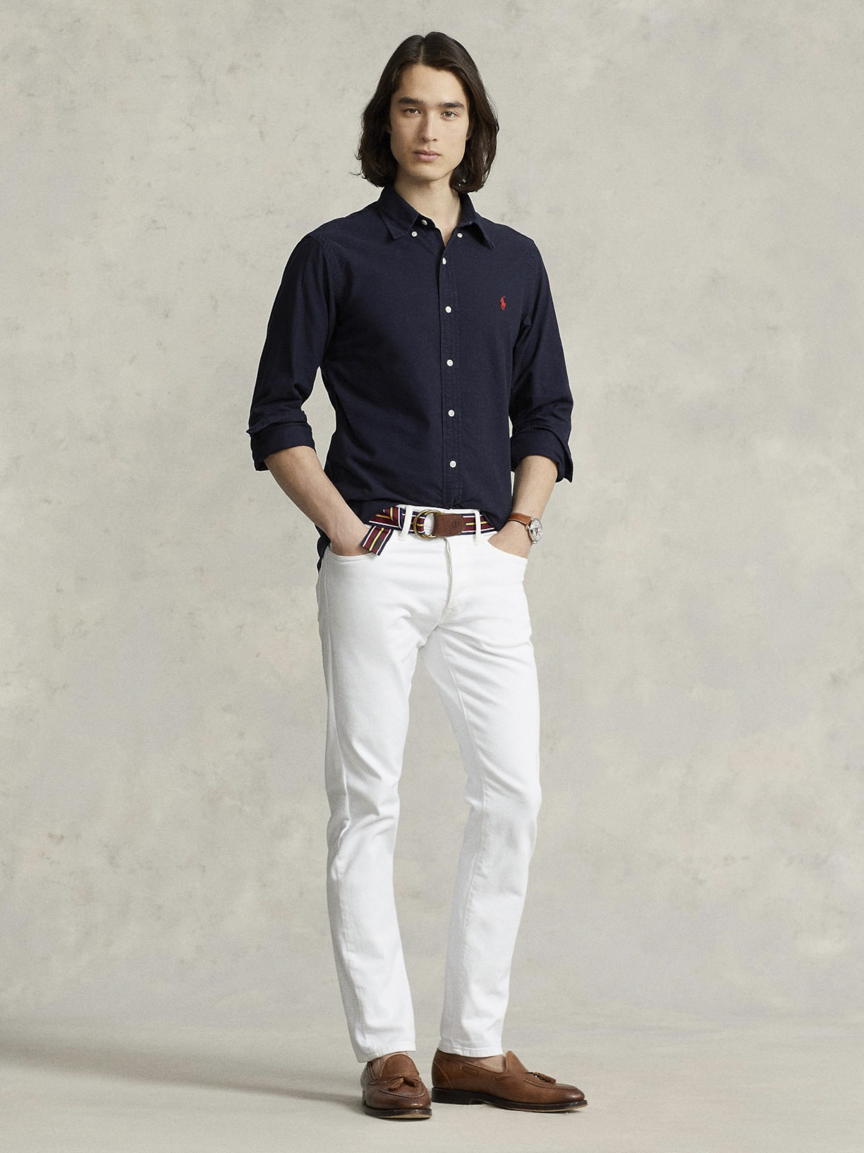 Camisa Social Masculina CU BD PPC SP-Long Sleeve-Sport Oxford YD Azul Polo Ralph Lauren