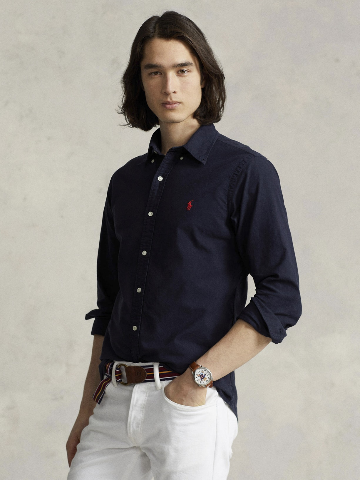Camisa Social Masculina CU BD PPC SP-Long Sleeve-Sport Oxford YD Azul Polo Ralph Lauren