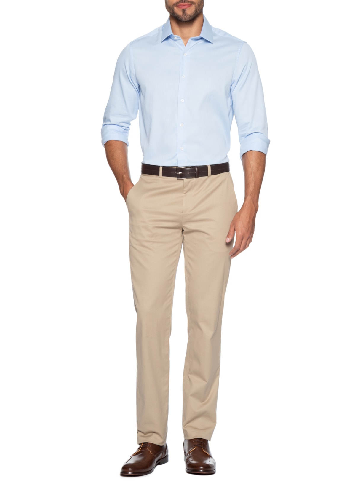 Camisa Social Masculina em Algodão Azul Paramount Alfaiataria