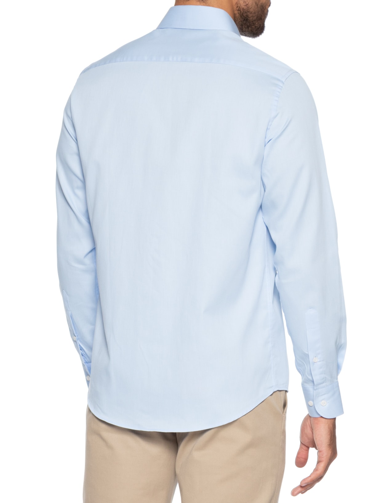 Camisa Social Masculina em Algodão Azul Paramount Alfaiataria