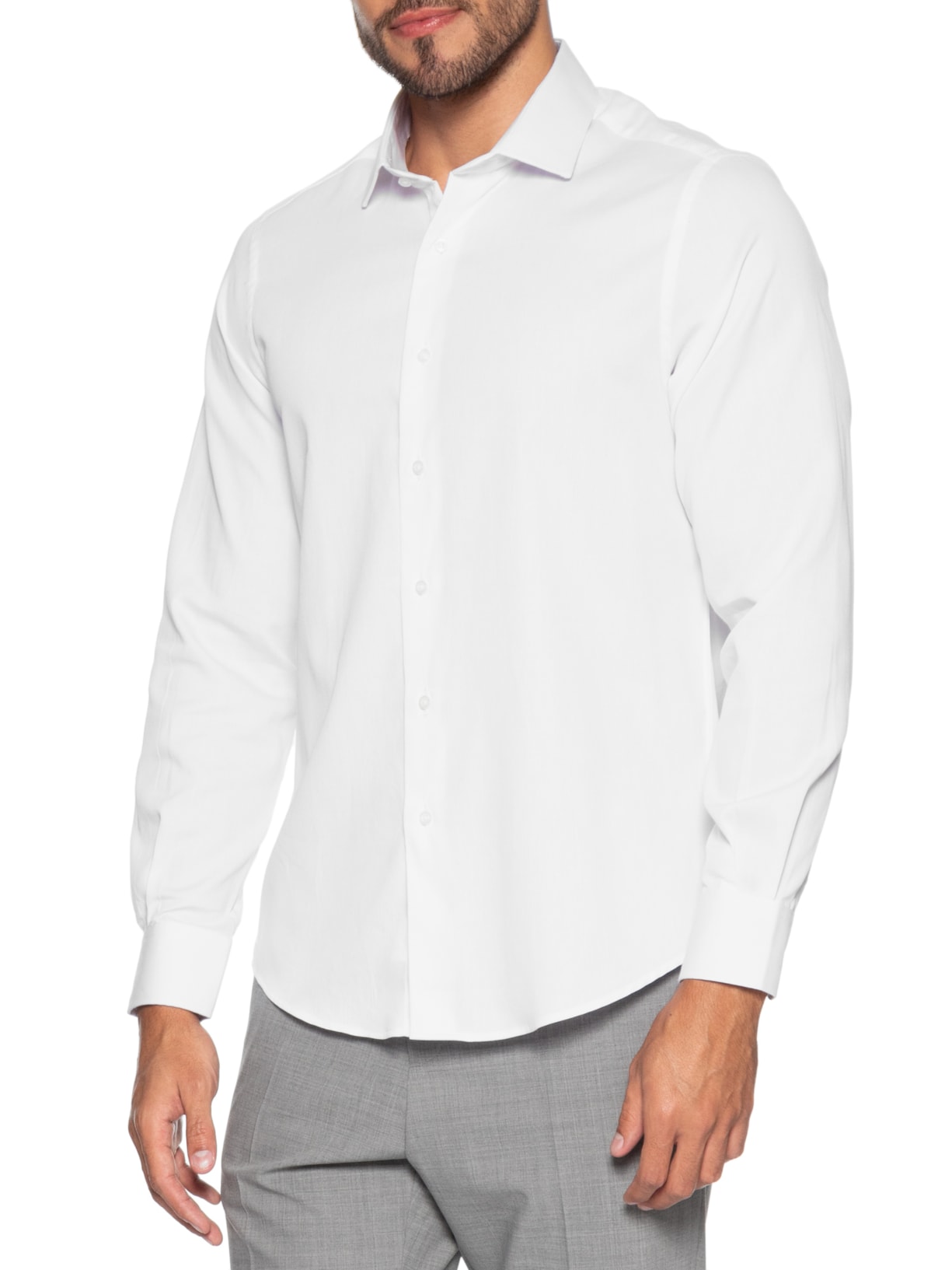 Camisa Social Masculina em Algodão  Branco Paramount Alfaiataria